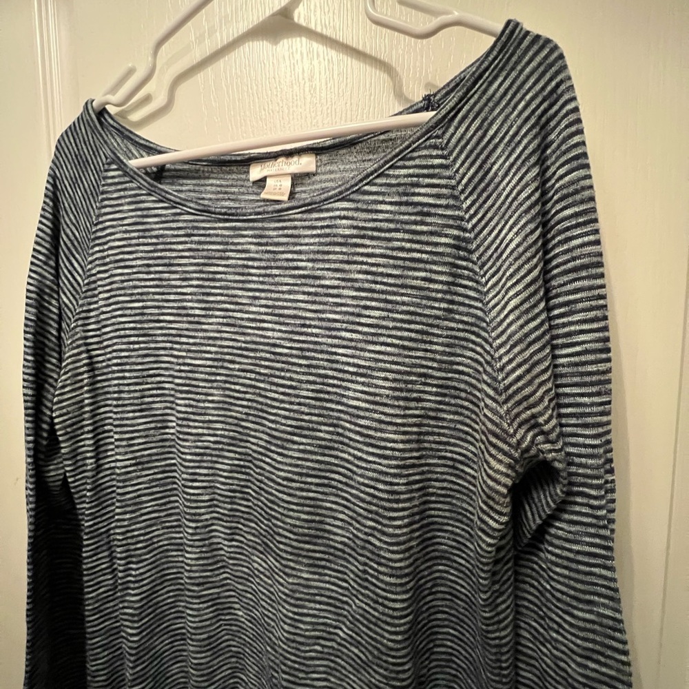 Blue striped Motherhood Maternity long sleeve shirt. Size L